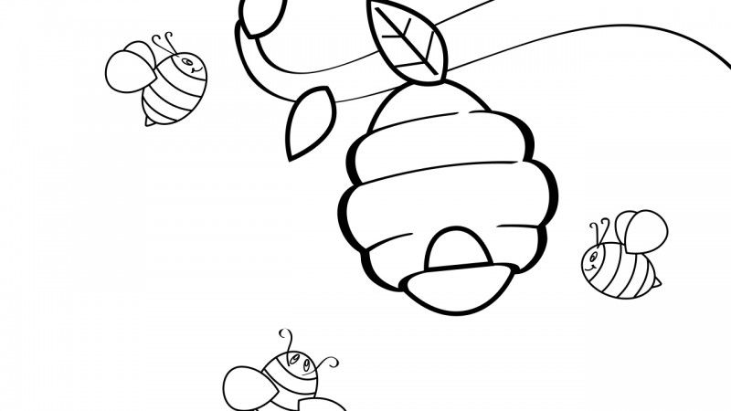 Image for Bees – Coloring Page