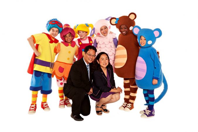 Harry and Sona Jho with Mother Goose Club cast