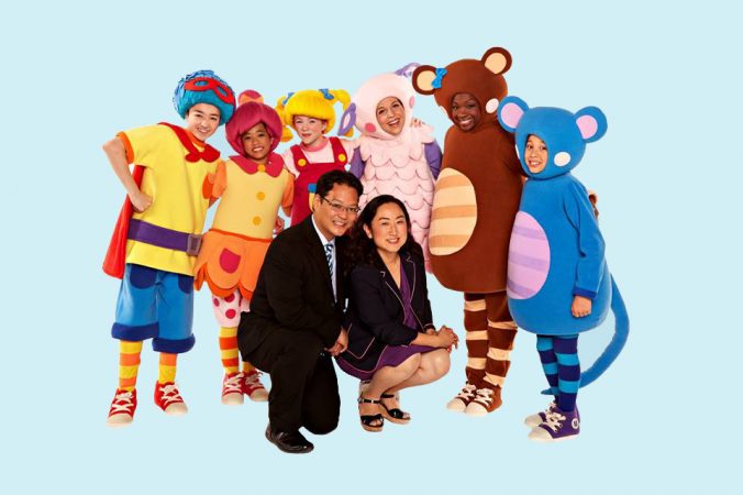 Harry and Sona Jho with Mother Goose Club cast