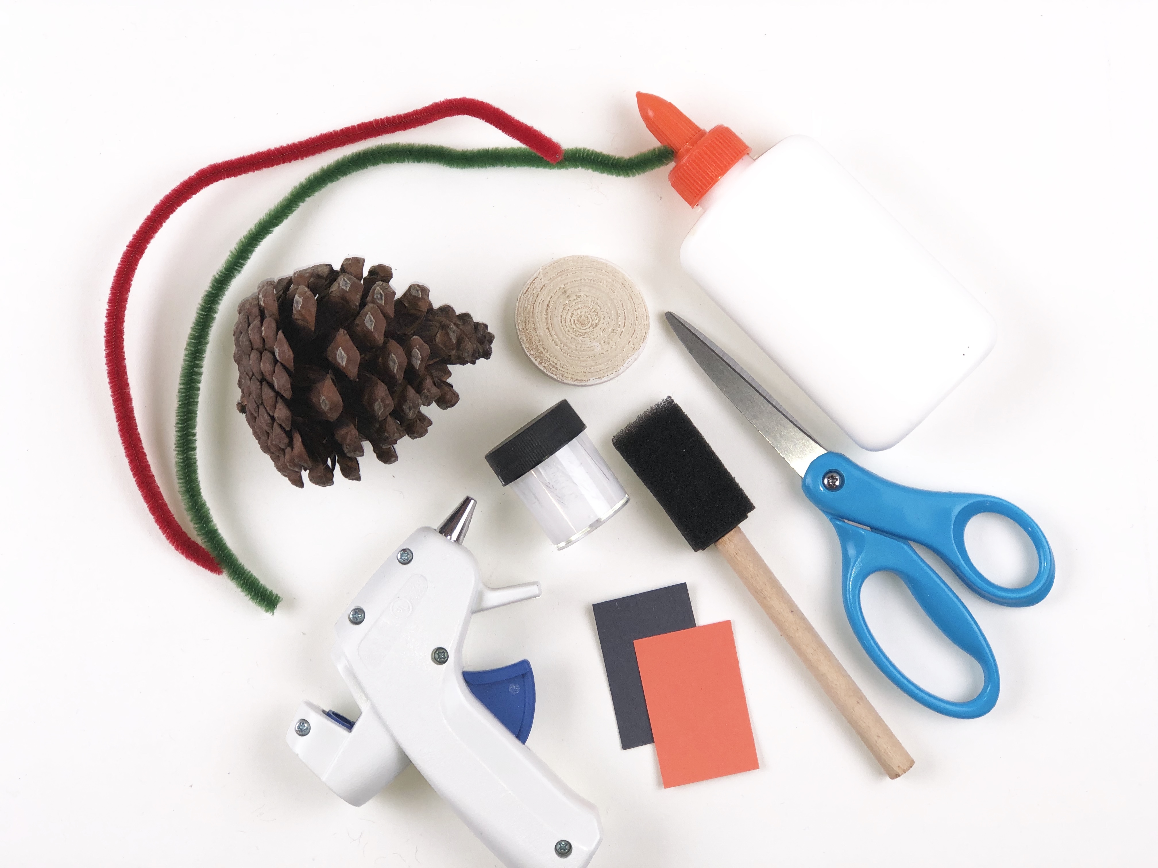 Pine Cone Snowman Craft materials