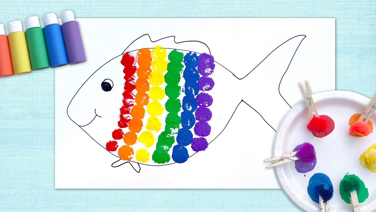 free stick puppets to support teaching on the rainbow fish - free