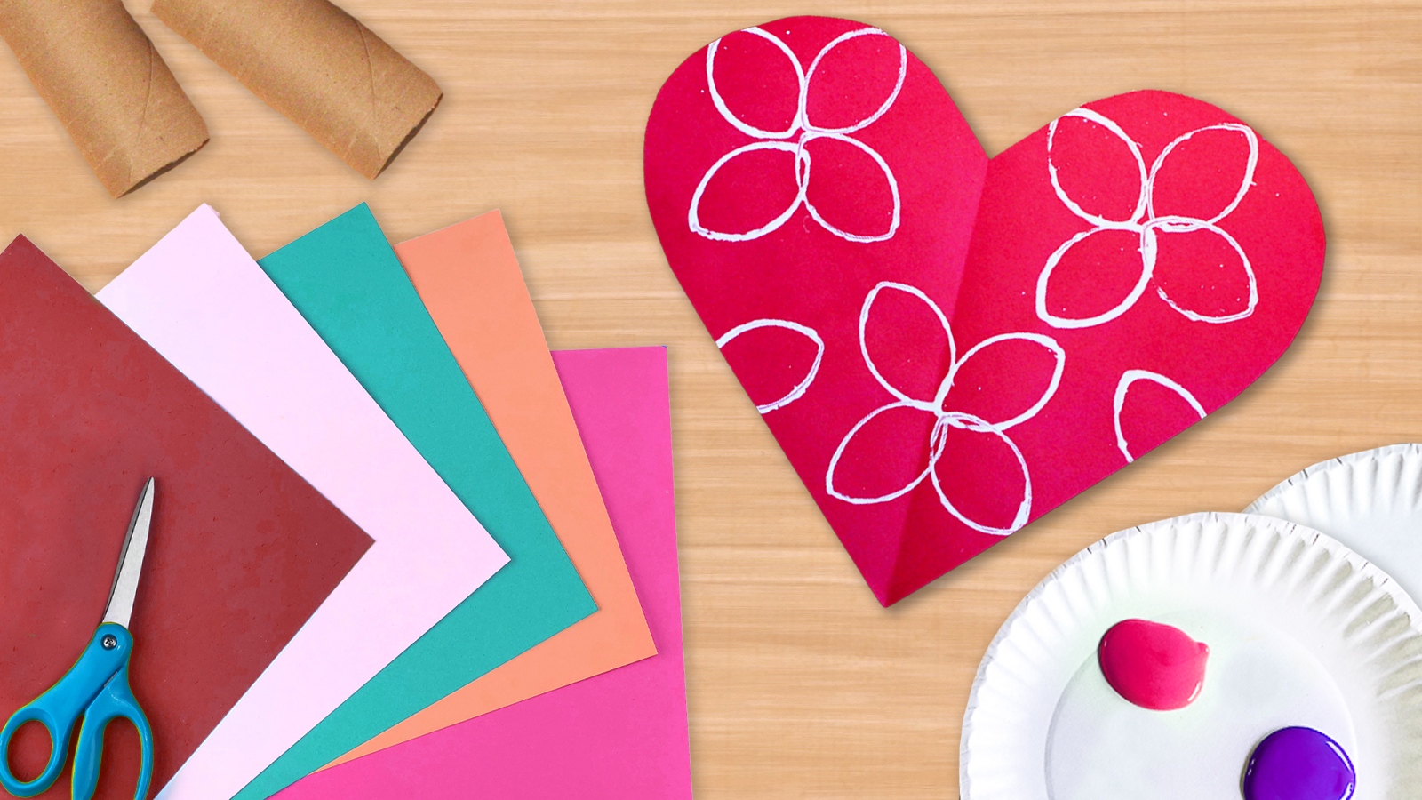 Preschool Crafts for Kids*: Valentine's Day Toilet Roll Heart Stamp Craft