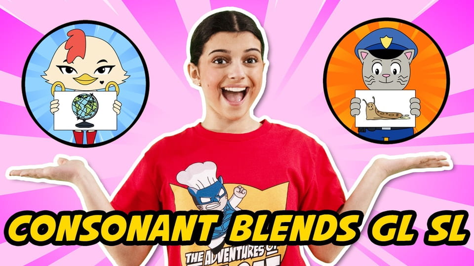 Play video: Consonant Blends GL & SL - Phonics Comics - The Adventures of Fat Cat